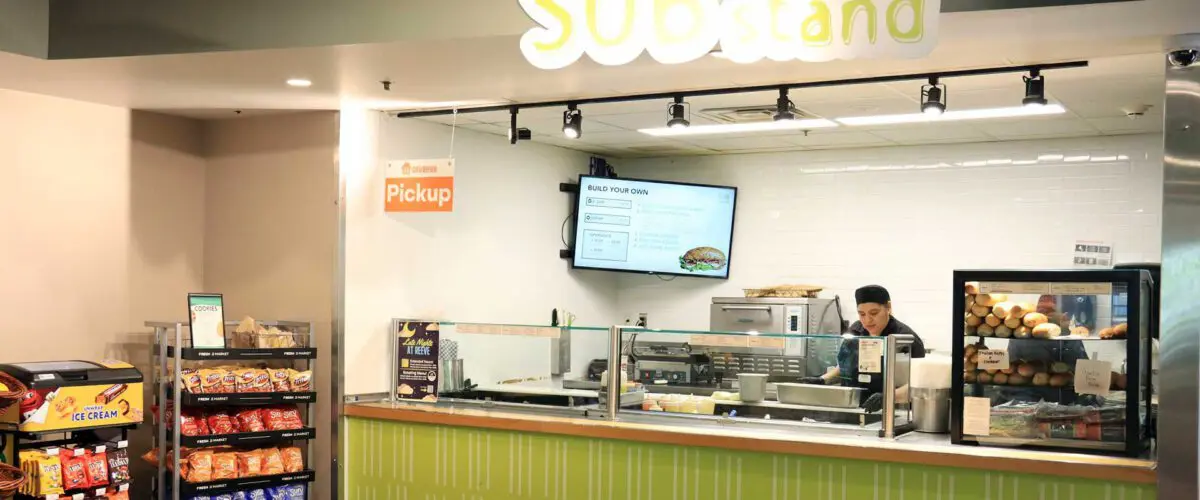 Sub Stand serving line with employee working