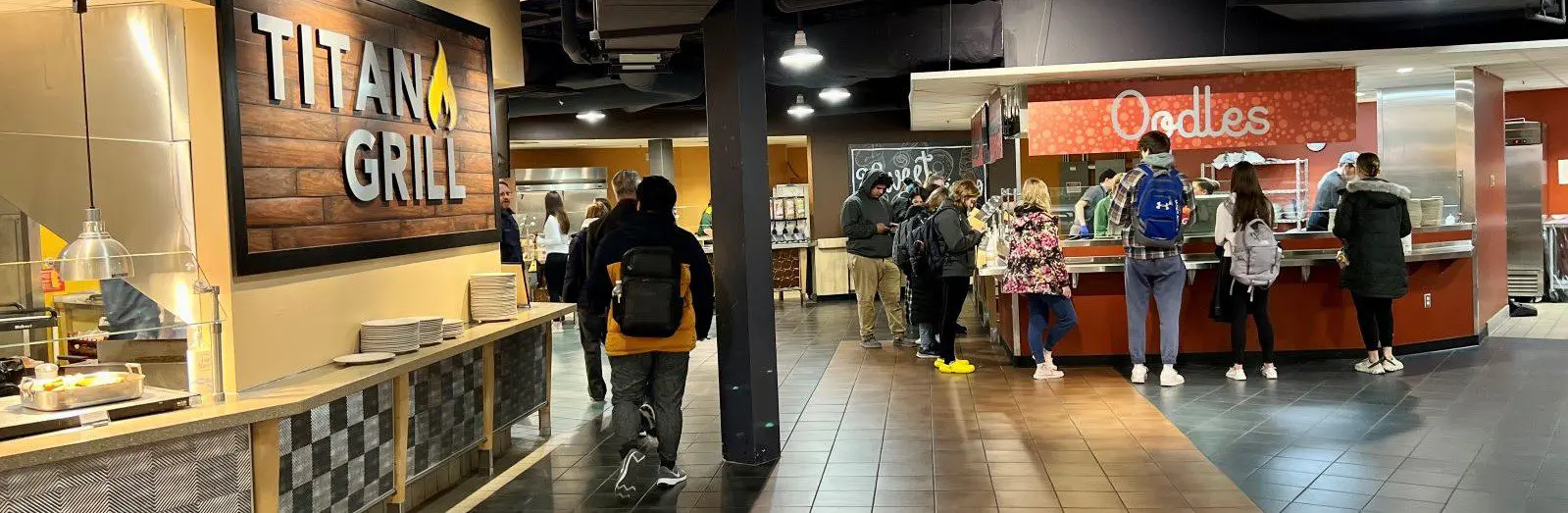 Students in line at BlackHawk Commons